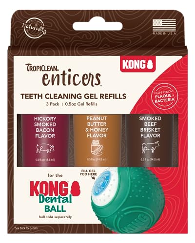 TropiClean Enticers Zahnreinigungsgel für Kong Dental Ball | Nachfüll-Zahngel | 3 Stück Variety Pack | 0,5 Unzen je 0,5 Unzen