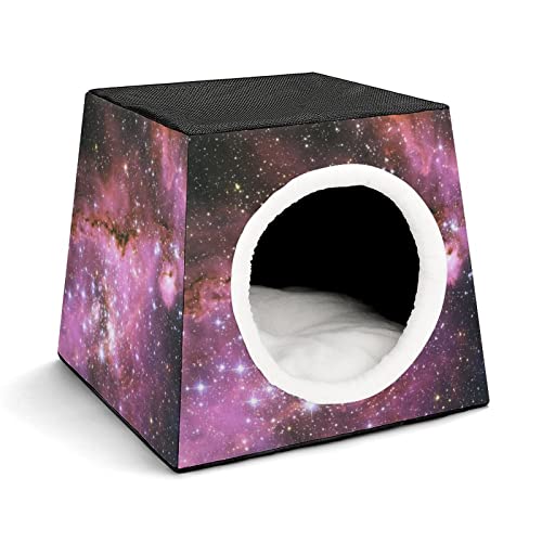 Personalisiertes Katzenhaus Katzenbett Bedruckte Katzenwürfel Katzenhöhle für Kleintiere mit Abnehmbarem Matte Sternennebel