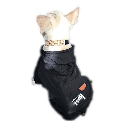 Zhenwo Hundebekleidung for Kleine Hunde wasserdichte Jacke for Chihuahua Regenmantel for Französische Bulldogge Welpen Haustier Kostüm,Schwarz,4XL