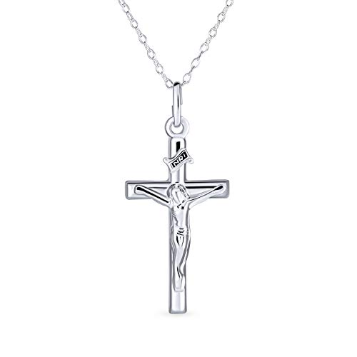 Christlich-Katholische Religiöse Jesus Inri Kruzifix Kreuz Anhänger Halskette Für Frauen Für Teen 925 Sterling Silber