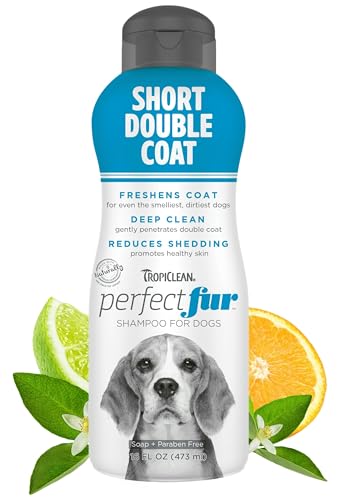 Tropiclean PerfectFur Short Double Coat Shampoo for Dogs, 16oz - Made in USA - Unique Breed Specific Shed Control & Odor Control Formula for Breeds Like Beagles - Naturally Derived