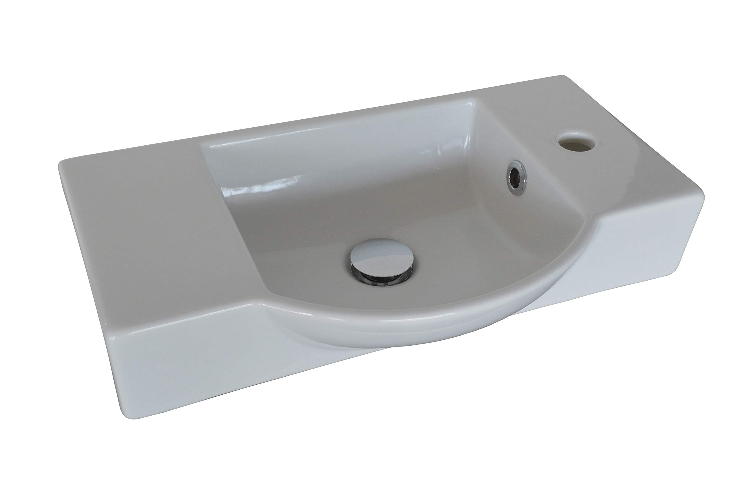 FACKELMANN Keramikbecken Gäste-WC/Waschtisch aus Keramik/Maße (B x H x T): ca. 54,5 x 10,5 x 32 cm/hochwertiges Becken fürs Badezimmer und WC/Armatur rechts/Farbe: Weiß/Breite: 54,5 cm