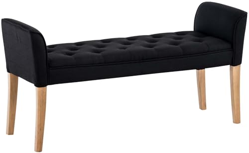 CLP Chaiselongue Cleopatra Polsterbank hochwertiger Polsterung und Stoffbezug I Sitzbank mit gestepptem Stoffbezug I Sitzhöhe von ca. 49 cm, Farbe:schwarz, Gestell Farbe:Antik-hell