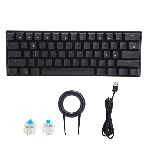 Gaming-Tastatur, 61-Tasten-Verkabelung Mechanical Feel Gaming-Tastatur LED-beleuchtete Gaming-Tastatur für den Heim- und Bürobereich, mit Ersatzschalter und Schlüsselabzieher, schwarz