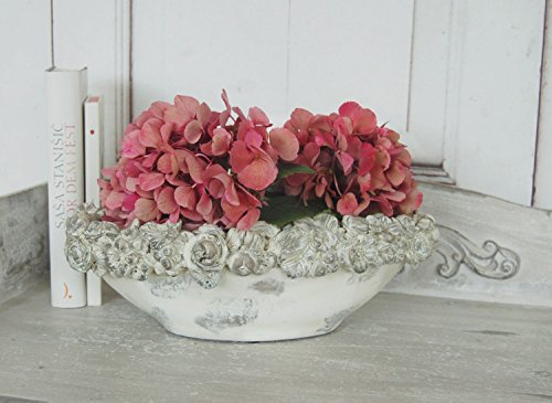 Schale, Vase BLÜTE, Übertopf aus Polyresin, antique Chic Shabby Landhaus