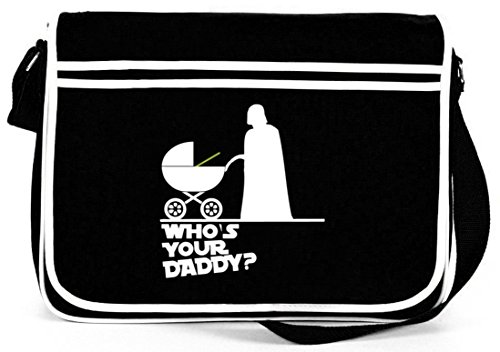 Shirtstreet24, WHO'S YOUR DADDY? Retro Messenger Bag Kuriertasche Umhängetasche, Größe: onesize,Schwarz