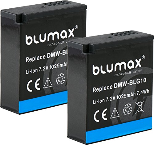 Blumax 2X Akku für Panasonic DMW-BLG10 BLG10e 1025mAh 7,2V 7.4Wh - kompatibel mit Panasonic Lumix DC TZ91 DMC TZ101 TZ81 GF6 GX7 GX80