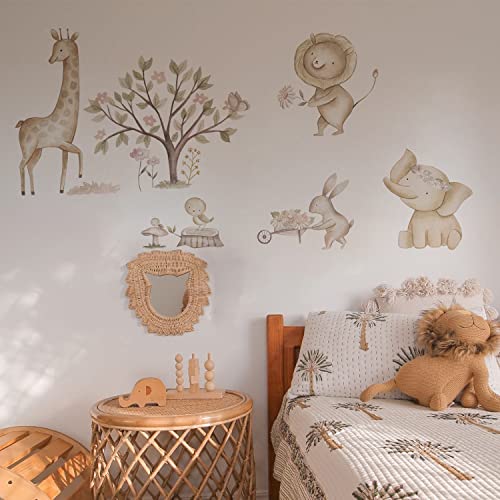 Wandaufkleber für Kinderzimmer Babyzimmer, Wälder Tiere Selbstklebende PVC-Wandtattoo Wandsticker, Aufkleber für Mädchen Jungen Baby (6er Set)