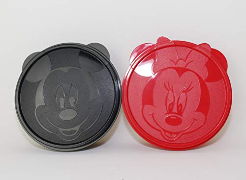 TW TUPPERWARE Maus Teller 3D 2X 490ml Rot und Schwarz Mini und Mickey + Hängelöffel