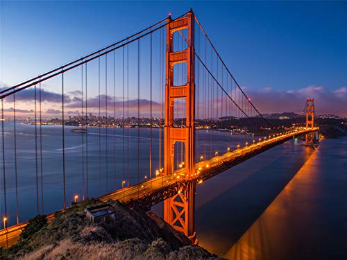 HHYSPA Malen Nach Zahlen DIY Bridges Golden Gate Canvas Kits Für Erwachsene Kinder Dekorationen Geschenke  Rahmenlos 30X40CM