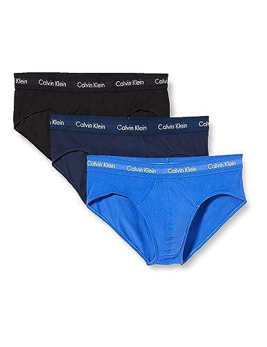 Calvin Klein Underwear Herren Cotton Stretch Slip 3er Pack, Blau (Black/Blueshadow/Cobaltwater Dtm Wb 4ku), L