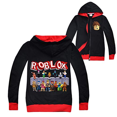 Roblox Jacke mit Reißverschluss, Pullover, Teenager, Mädchen, langärmeliges T-Shirt, Baumwolle, für Herbst und Sport Gr. 9-10 Jahre, schwarz 1