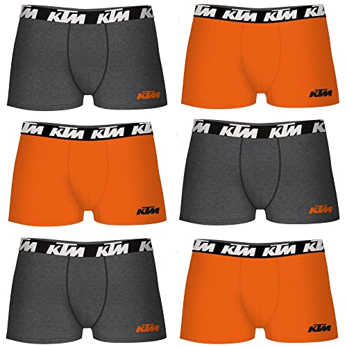 KTM Herren XL, Orange und Dunkelgrau, 6 Stück Boxershorts, bunt