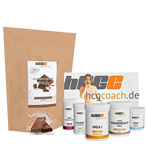 HCG Diät / 21 Tage Stoffwechselkur, 30 Tage Nahrungsergänzungen mit Eiweiß und Darmkur Slim Protein-Mix (Schokolade)