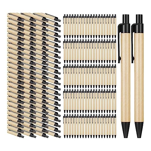 Ficher 200 Stück Schwarze Kugelschreiber, Einziehbare Kugelschreiber mit Mittlerer Spitze, Umweltfreundliche Stifte, Großpackung für Büro, Schule