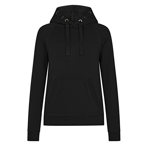 HRM Unisex 2005 Kid‘s Premium Raglan Hoody, dunkelgrau I Fair Trade Hoodie Kinder mit Kapuze, 320 g/m² I Aus 70% Baumwolle & 30% recyceltem Polyester, Black, 128