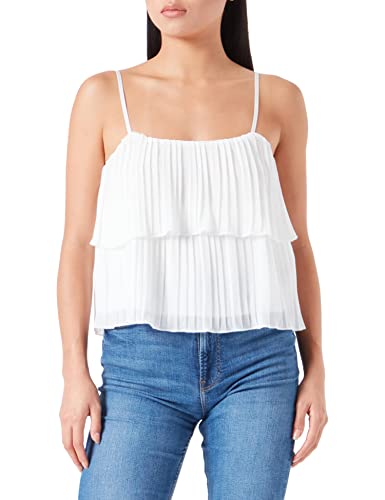 New Look Damen Pleated Strappy Layer Crop T-Shirt, Weiß (Weiß 10.0), 34