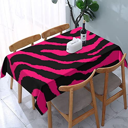 Tischdecke Pink Black Zebra Wiederverwendbare Rechteck-Tische Essbereich Polyester wasserdicht öldicht Tischbezug 137X183CM