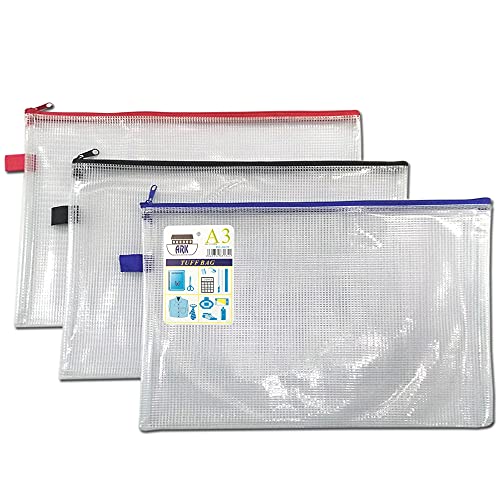 6 x A3 + Tuff Tasche Schule Wasserdicht Lagerung Starke Federmappe mit Zip Wallet (460 x 350 mm)