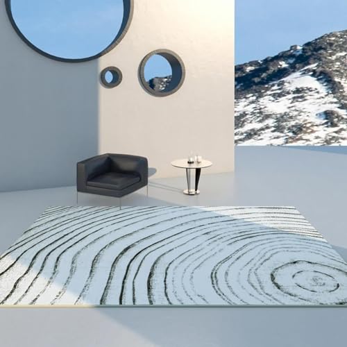 18meng Art Teppich Schwarz weiß Moderne minimalistische Nähte Mode Flauschiger Teppich - Wohnzimmer und Schlafzimmer Teppich Kurzflor Extra Weich Waschbare teppiche 160x240cm