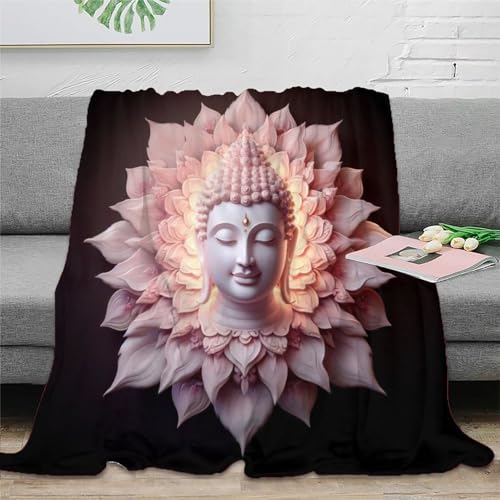 Buddha Flanell Decke 3D Druck Zen-Muster Bett Decken Weichen Flauschig Flauschig Warm for Erwachsene Kinder 60x80inch(150x200cm)