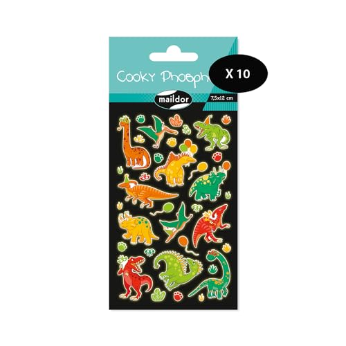 Maildor CY165Cpack – Cooky Phospho, Sach 1 pl 7,5 x 12 cm, Dino – 10 Stück