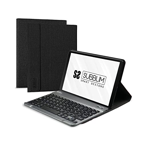 SUBBLIM Tablet-Schutzhülle für Lenovo Tab M10 Plus 3a Gen 10,6 Zoll TB-125F/128F, mit kabelloser Bluetooth-Tastatur, spanische Tastatur, Magnetverschluss, Ladeanschluss, Schwarz