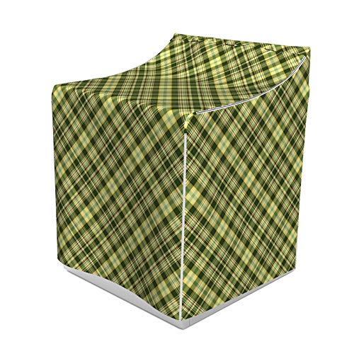 ABAKUHAUS Grün und Brown Waschmaschienen und Trockner, Diagonale karierte Muster Irish Tartan Geometric Klassische Arrangement, Bezug Dekorativ aus Stoff, 70x75x100 cm, Farn-Grün Brown