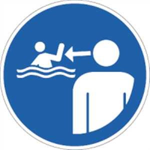 Schild Kinder in Wassereinrichtungen beaufsichtigen nach ISO 20712-1 40cm Ø Alu
