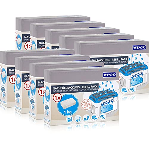 9x Wenko Nachfüllpackung Feuchtigkeitskiller Raum-Entfeuchter, 1kg Granulat