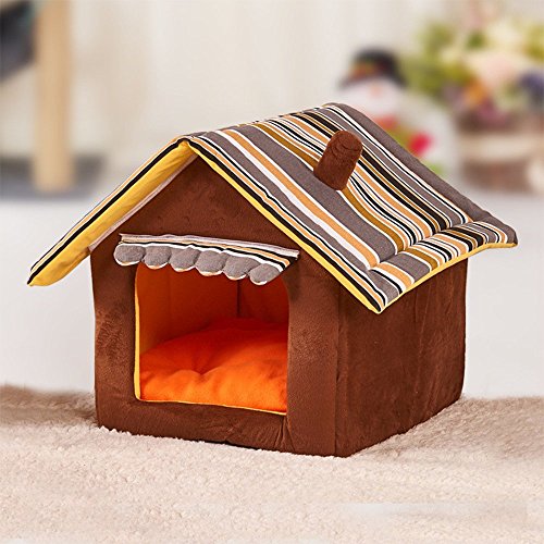 ZZM Pet Nest Bett, Puppy House Bett Faltbar Pet Kennell Korb mit Kissen für Hund Katze Haus Gebrauch