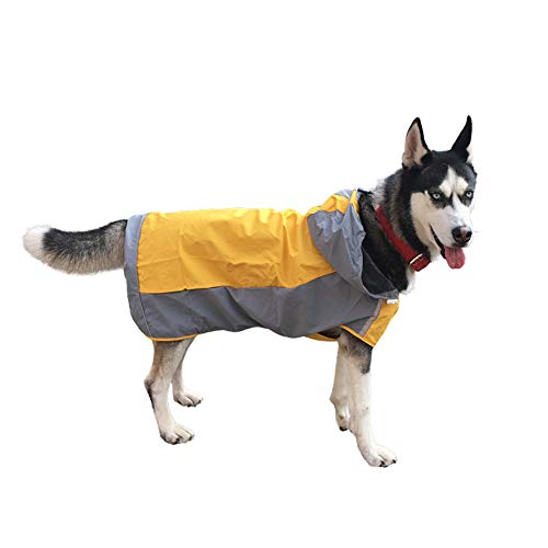 NashaFeiLi Haustier-Regenmantel, große Hunde, mit Kapuze, wasserdicht, leicht, mit Reflektorstreifen, Sonnenschutz-Regenjacke für mittelgroße und große Hunde