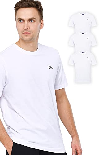 Kappa Herren T-Shirt VOLLAR im 3er Pack | Sport-Shirt mit Rundhalsausschnitt | Basic Tshirt-Set für Männer | Rundhals Oberteil für Sport und Freizeit | Regular Fit | XL