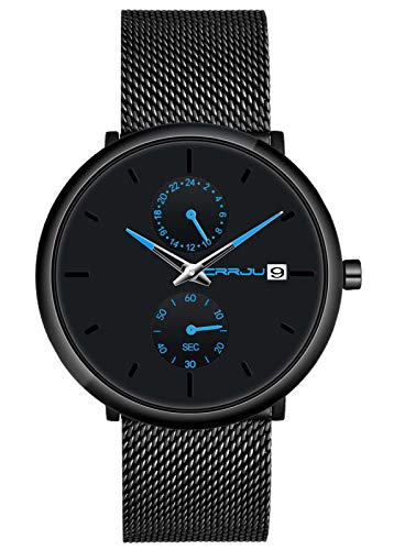 SUPBRO Herren Uhr Männer Wasserdicht Armbanduhr Analog Zifferblatt Business Uhr Datum Ultra Dünne mit Mesh-Armband Designer