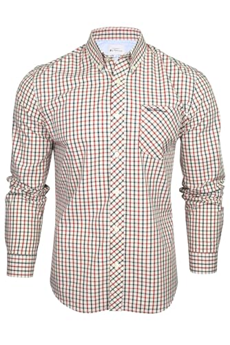 Ben Sherman Herrenhemd mit Button-Down-Kragen, kariert im 'House'-Design, langärmlig (House Check - Red) XL