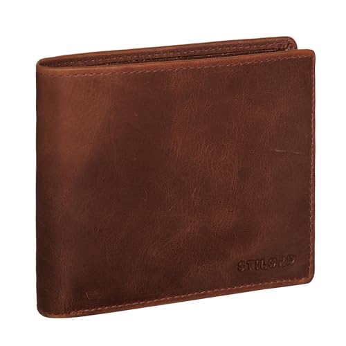 STILORD 'Lewis' Leder Portemonnaie Herren RFID Schutz Geldbörse für Männer viele Karten Fächern Brieftasche im Querformat mit Geschenkbox, Farbe:Prestige - braun