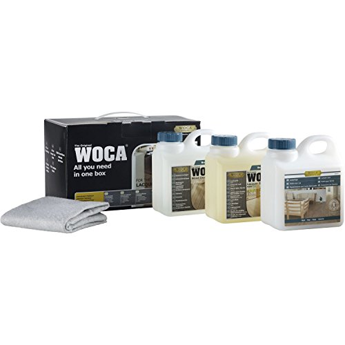 WOCA Vinyl- und Lackpflegebox | je 1 Liter Intensivreiniger, Pflegemittel und Seife für Vinyl, Laminat und lackierte Parket-Böden
