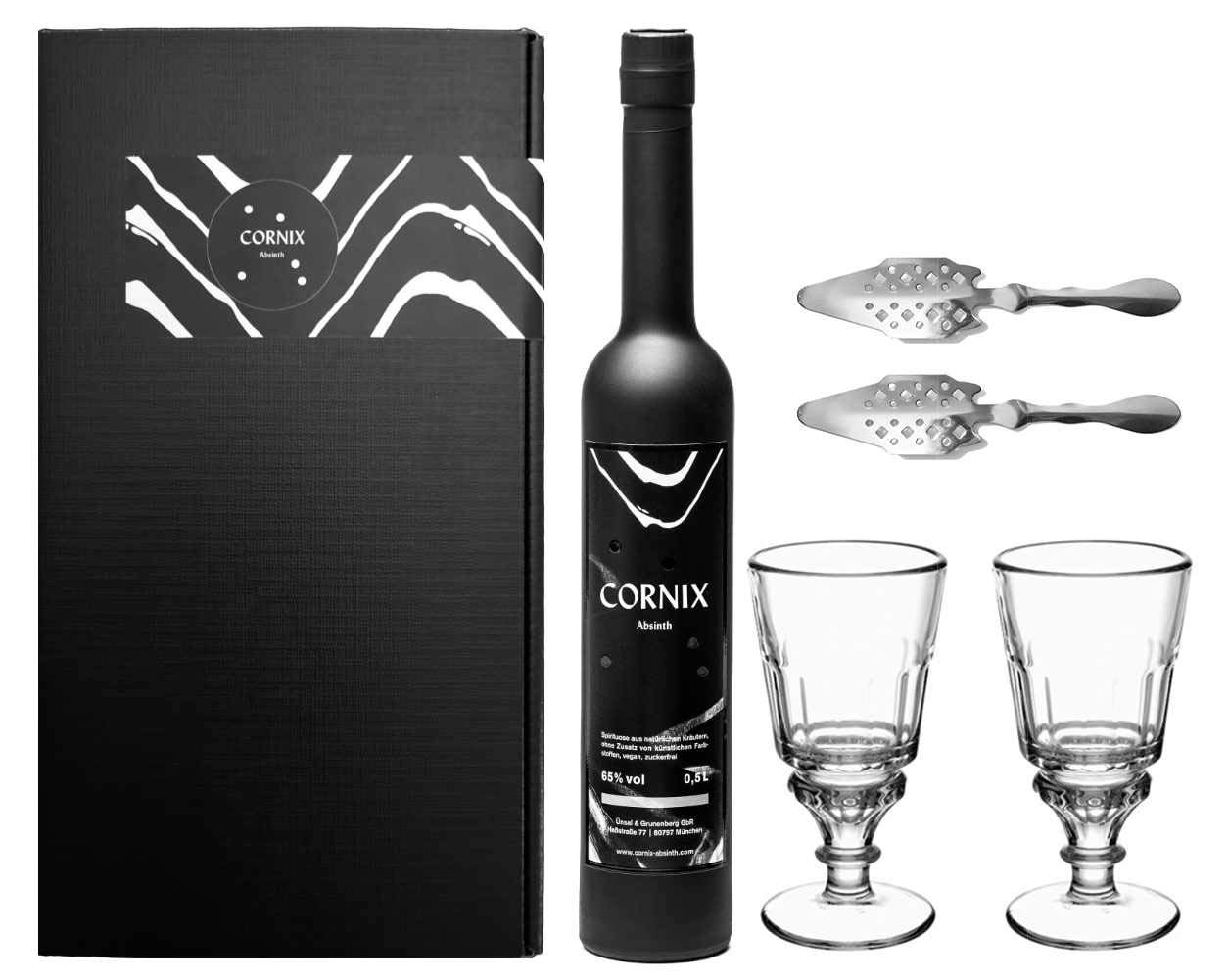 Cornix Absinth Geschenk Set mit original französischen Absinth Gläsern und Absinth Löffeln