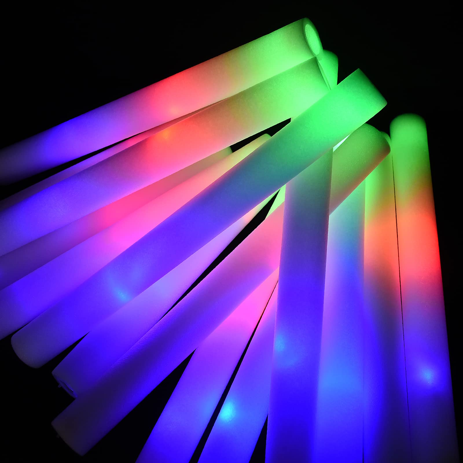 LifBetter Mehrfarbig Leuchtstäbe RGB 30 Stück LED Flash Copious Light Stick für Dekorationen für Geburtstagsfeiern