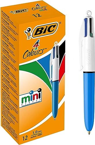 BIC Mini Kugelschreiber, Schwarz/Blau/Rot/Grün, 12 Stück