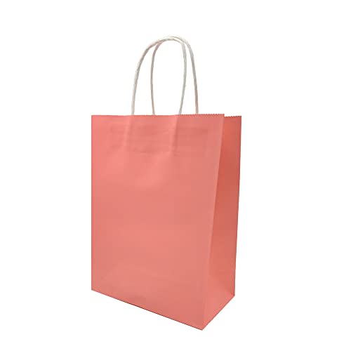 Pinke Papier-Geschenktüten, 21.6x10.6 cm, 25 Stück, Geschenktüten, mittelgroße Größe, rosa Papiertüten mit Griffen, Bulk Hochzeit, Party, Einkaufstaschen, Einzelhandel, Merchandise-Taschen