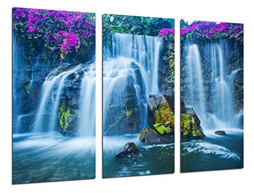 Wandbild - Landschaftswasserfall Rio Atardecer, 97 x 62 cm, Holzdruck - XXL Format - Kunstdruck, ref.26296