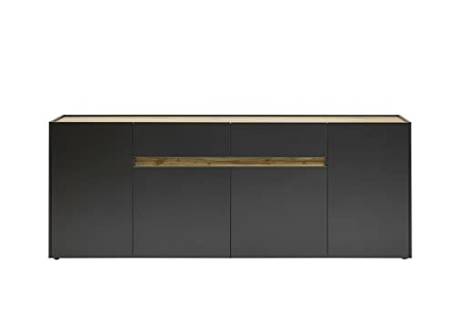 HUIJK Anrichte Sideboard Kommod Anrichte 220 cm Anthrazit Eiche Dekor, Einfaches und modernes Design