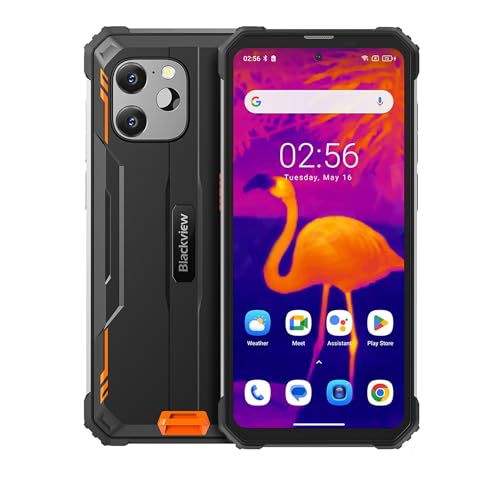 Blackview BV8900 - Stoßfestes Smartphone 6.5'' - FLIR Wärmebildkamera - 256 GB, 8GB RAM, Mediatek Helio P90, Octa-Core, 10000mAh Akku, 50 MPX, Android 13 - Orange
