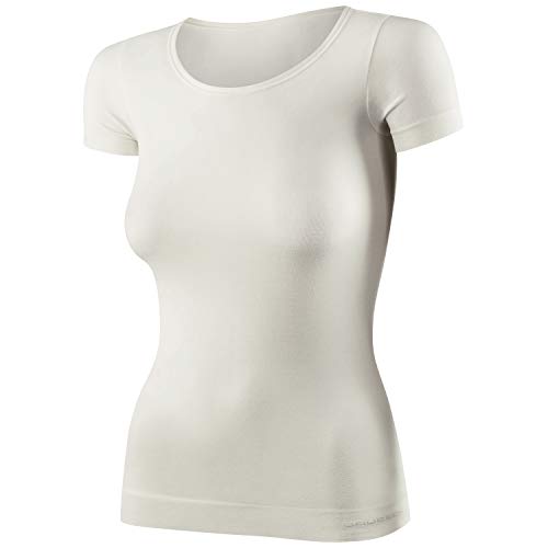 BRUBECK Damen Funktionsshirt Kurzarm | 41% Merino-Wolle | Unterhemd | Funktionsunterwäsche | Atmungsaktiv | Geruchshemmend | Weich | SS11020, Größe:XL, Farbe:Cremeweiss