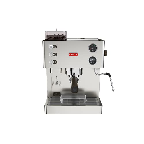 Lelit Kate PL82T, Prosumer-Kaffeemaschine mit Mahlwerk und LCC Display zur Parametersteuerung, Edelstah, 0,35 kg, Silber