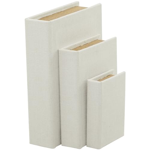 Deco 79 Modern Linen Rechteckige Box, 3 Stück, 30,5 cm, 22,9 cm, 15,2 cm, Weiß
