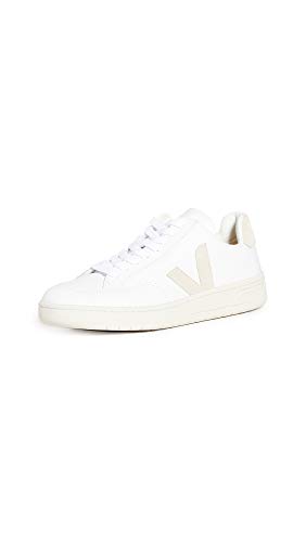 Veja Sneaker V-12 In Pelle Bianca Con Logo Color Sabbia
