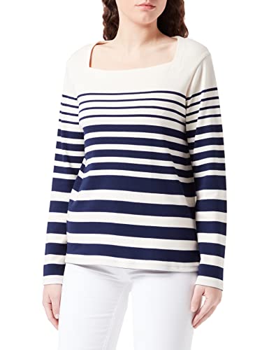 Armor Lux Damen T-shirt mit Quadratischem Ausschnitt Pullover, Seal/Natur, XXL EU