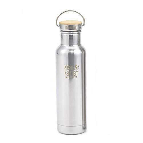 Klean Kanteen Edelstahlflasche mit Unibody Bamboo Cap 800 ml Reflect, Mirrored Stainless, 8020055